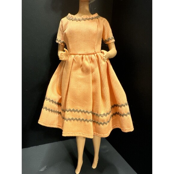 Vintage Barbie Dress Light Orange with Rickrack Trim – 1960s Clone or Variation - Picture 1 of 6